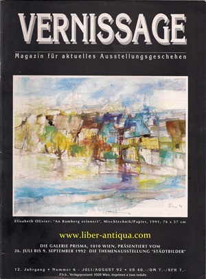 Bild des Verkufers fr Vernissage 6/1992 - Magazin fr aktuelles Ausstellungsgeschehen, zum Verkauf von Antiquariat Liber Antiqua