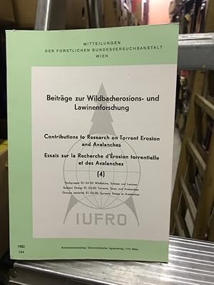 Bild des Verkufers fr Beitrge zur Wildbacherosions- und Lawinenforschung/ Constributions to Research on Torrent and Avalanches/ Essais su la Recherche d'Erosion Torrentielle et des Avalanches (4) zum Verkauf von Antiquariat Liber Antiqua