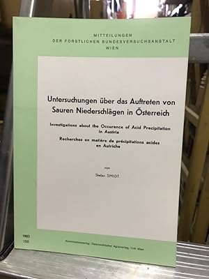 Untersuchungen über das Auftreten von Sauren Niederschlägen in Österreich/ Investigations about O...