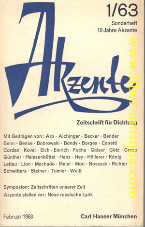 Akzente - Zeitschrift für Dichtung 1/63