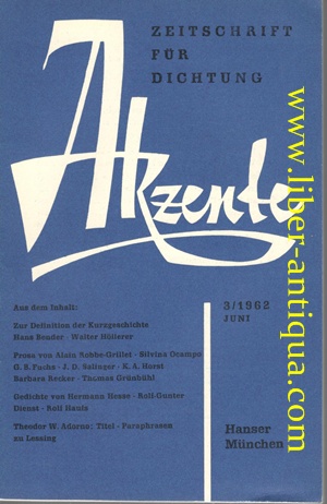 Akzente - Zeitschrift für Dichtung 3/62
