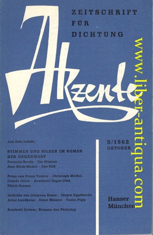 Akzente - Zeitschrift für Dichtung 5/62