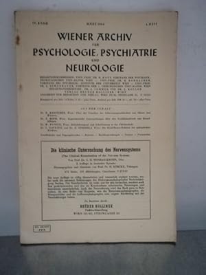 Bild des Verkufers fr Wiener Archiv fr Psychologie, Psychiatrie und Neurologie 1/1954 zum Verkauf von Antiquariat Liber Antiqua