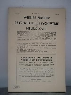 Bild des Verkufers fr Wiener Archiv fr Psychologie, Psychiatrie und Neurologie 3/1954 zum Verkauf von Antiquariat Liber Antiqua