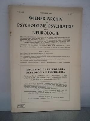 Bild des Verkufers fr Wiener Archiv fr Psychologie, Psychiatrie und Neurologie 4/1954 zum Verkauf von Antiquariat Liber Antiqua