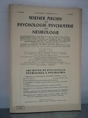 Bild des Verkufers fr Wiener Archiv fr Psychologie, Psychiatrie und Neurologie 3.-4./1956 zum Verkauf von Antiquariat Liber Antiqua