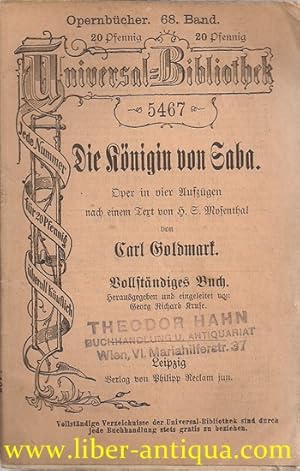 Die Königin von Saba: Oper in vier Aufzügen; Reclam UB Nr. 5467