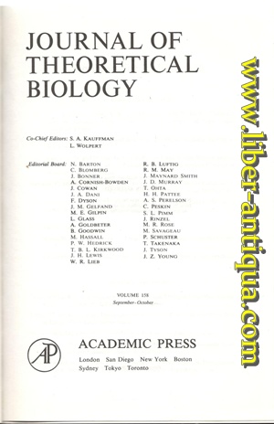 Journal of Theoretical Biology - Volume 158