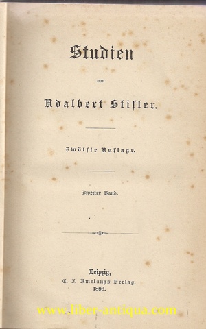 Bild des Verkufers fr Studien - Zweiter Teil - Inhalt: Abdias/Das alte Siegel/Brigitta/Der Hagestolz/Der Waldsteig/Zwei Schwestern/Der beschriebene Tnnling zum Verkauf von Antiquariat Liber Antiqua