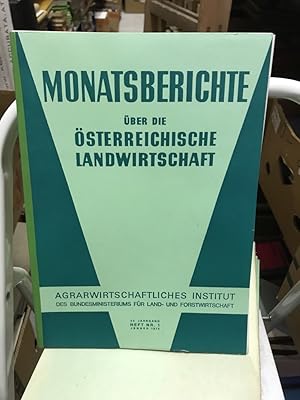 Bild des Verkufers fr Monatsberichte ber die sterreichische Landwirtschaft zum Verkauf von Antiquariat Liber Antiqua