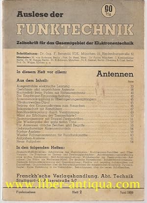 Seller image for Auslese der Funktechnik Heft 2, Juni 1939 Zeitschrift fr das Gesamtgebiet der Elektronentechnik for sale by Antiquariat Liber Antiqua