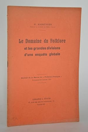 Seller image for Le Domaine Du Folklore et Les Grandes Divisions D'une Enqute Globale for sale by Librairie Raimbeau