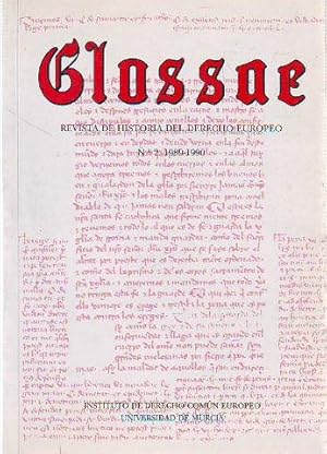 GLOSSAE. REVISTA DE HISTORIA DEL DERECHO EUROPEO. Nº 2, 1989-1990.