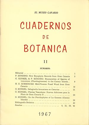 Image du vendeur pour Nuevas Adiciones para la Flora de Gran Canaria II. EL MUSEO CANARIO, CUADERNOS DE BOTANICA, II. mis en vente par Antiquariat Bookfarm