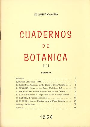 Image du vendeur pour Nuevas Plantas para la Flora Canaria. EL MUSEO CANARIO, CUADERNOS DE BOTANICA, III. mis en vente par Antiquariat Bookfarm