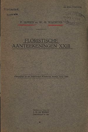 Bild des Verkufers fr Floristische Aanteekeningen XXIII. Overdruk uit het Nederlandsch Kruidkundig Archief. Jaargang 1925. zum Verkauf von Antiquariat Bookfarm