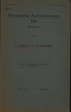 Image du vendeur pour Floristische Aanteekeningen VII. Rumex. Overdruk uit het Nederlandsch Kruidkundig Archief. Jaargang 1913. mis en vente par Antiquariat Bookfarm