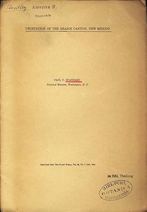 Bild des Verkufers fr VEGETATION OF THE BRAZOS CANYON, NEW MEXICO. Reprinted from The PLANT WORLD, Vol. 18, No. 7, July, 1915. zum Verkauf von Antiquariat Bookfarm