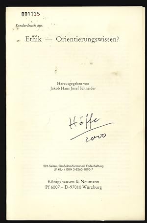 Seller image for Sonderdruck aus: Ethik   Orientierungswissen? for sale by Antiquariat Bookfarm