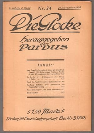 Bild des Verkufers fr Die Glocke. 34. Heft, 20. November 1920. 6. Jahrgang, 2.Band zum Verkauf von Antiquariat Neue Kritik