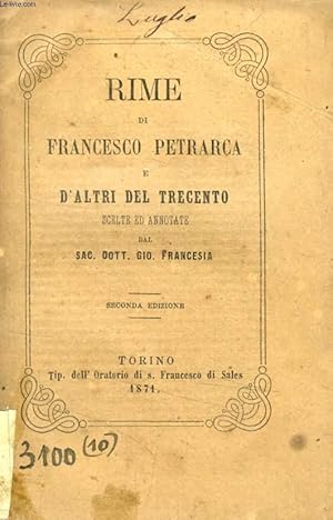 Imagen del vendedor de RIME DI FRANCESCO PETRARCA E D'ALTRI DEL TRECENTO a la venta por Le-Livre