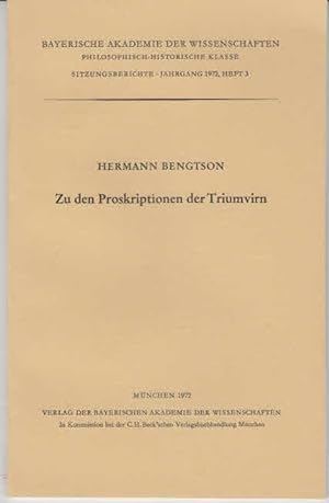 Bild des Verkufers fr Zu den Proskriptionen der Triumvirn. zum Verkauf von AMAHOFF- Bookstores