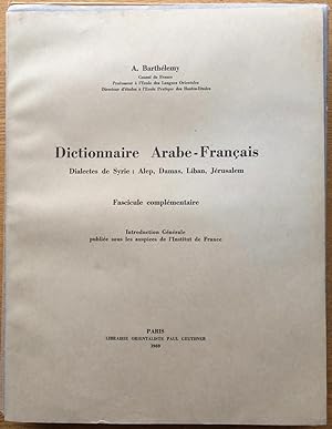 Dictionnaire arabe-français : Dialectes de Syrie [6 fascicules]