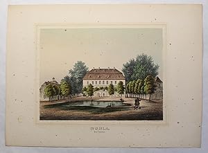 Kolorierte Lithografie "Wohla bei Camenz" aus "Poenicke - Schlösser und Rittergüter im Königreich...