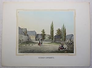 Kolorierte Lithografie "Nieder-Zwoenitz" aus "Poenicke - Schlösser und Rittergüter im Königreich ...