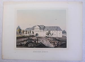 Kolorierte Lithografie "Schloss Syrau" aus "Poenicke - Schlösser und Rittergüter im Königreich Sa...