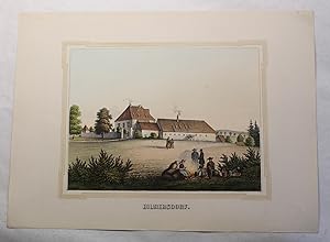 Kolorierte Lithografie "Hilmersdorf" aus "Poenicke - Schlösser und Rittergüter im Königreich Sach...