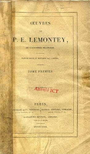 Immagine del venditore per OEUVRES DE P. E. LEMONTEY, TOME I venduto da Le-Livre