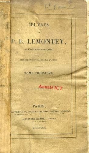 Immagine del venditore per OEUVRES DE P. E. LEMONTEY, TOME III venduto da Le-Livre