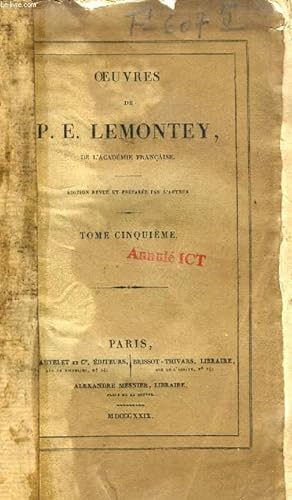 Immagine del venditore per OEUVRES DE P. E. LEMONTEY, TOME V venduto da Le-Livre