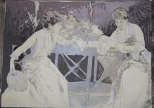 Painting, over a photograph, of Nineteenth Century Actresses Ada Rehan and Edith Kingdon