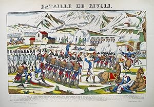 "Bataille de Rivoli" handkolorierter originaler Holzschnitt ca.32x53cm (Darstellung/Image size) a...