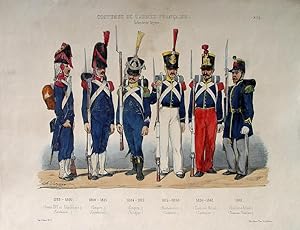 "Costumes de l Armee Francaise. Infanterie légère." originale handkolorierte Lithographie ca.19x2...