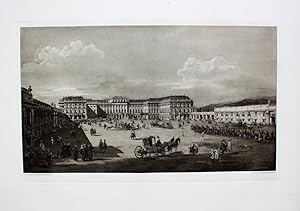 Seller image for Schnbrunn (Hofseite)" originale Heliogravure ca.26x45cm (Darstellung/image size) nach Canaletto auf Btten-Karton (40x55cm) unterhalb der Darstellung typographisch betitelt und bezeichnet; K. K. Hof- und Staatsdruckerei Wien um 1880 for sale by Kunsthandel & Antiquariat Magister Ru