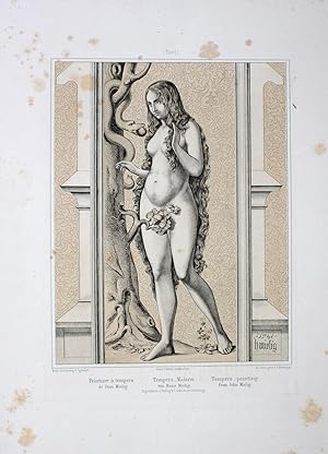 "Eva mit der Schlange (Tempera Malerei von Hans Mielig)" originale getönte Lithographie ca.26x20c...