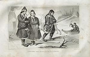 "Costumes des habitans de la Laponie" originaler Stahlstich ca.10x15cm (Darstellung/Image size) v...