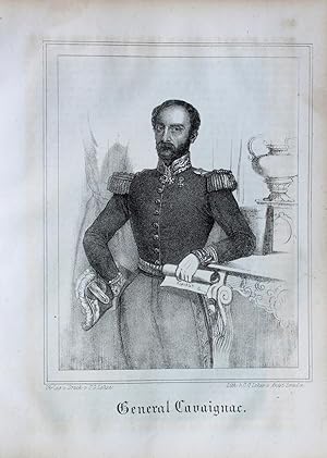 "General Cavaignac" originale Kreide-Lithographie ca.10,5x15,5cm (Darstellung/image size) von Loh...