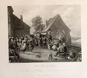 Seller image for The peasan's wedding. Die Bauernhochzeit." originaler Stahlstich ca. 13x16cm (Darstellung/Image size) auf Btten-Karton (18x26cm) von French nach Teniers; unterhalb der Darstellung typographisch betitelt und bezeichnet; for sale by Kunsthandel & Antiquariat Magister Ru