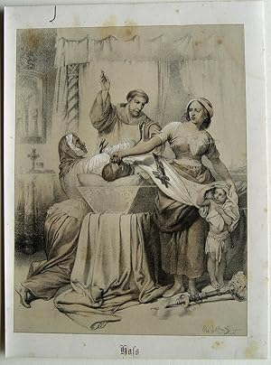 Seller image for Hass" originale Kreide-Lithographie ber Tonplatte von Dircks nach Geiger auf Kunstdruck-Karton (ca.24x18cm) im Stein betitelt; Arnz & Comp Dsseldorf 1854 for sale by Kunsthandel & Antiquariat Magister Ru