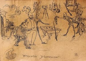 "Allerlei Dämonen" originale Bleistiftzeichnung auf braunem Papier ca.25x33cm; unten rechts monog...