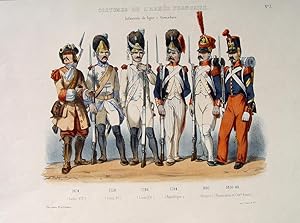 "Costumes de l Armee Francaise. Infanterie de ligne. Grenadiers." originale handkolorierte Lithog...