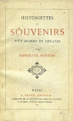 Bild des Verkufers fr HISTORIETTES ET SOUVENIRS D'UN HOMME DE THEATRE zum Verkauf von Le-Livre