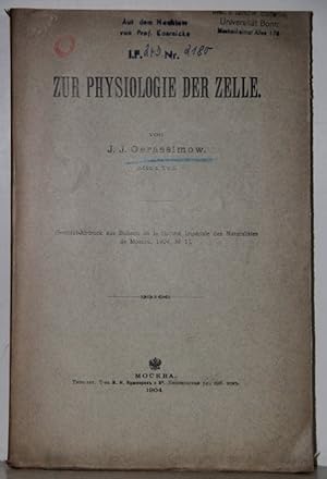 Seller image for Zur Physiologie der Zelle. for sale by Antiquariat  Braun