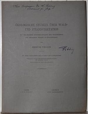 Bild des Verkufers fr kologische Studien ber Wald- und Strandvegetation mit besonder Bercksichtigungen der Erlensmpfe auf Hallands Vder in SW Schweden. zum Verkauf von Antiquariat  Braun