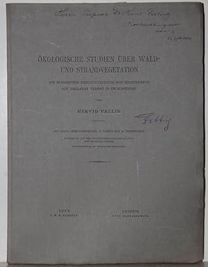 Bild des Verkufers fr kologische Studien ber Wald- und Strandvegetation mit besonder Bercksichtigungen der Erlensmpfe auf Hallands Vder in SW Schweden. zum Verkauf von Antiquariat  Braun