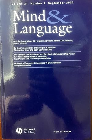 Immagine del venditore per Mind & Language Volume 21, Number 4, September 2006 venduto da Epilonian Books